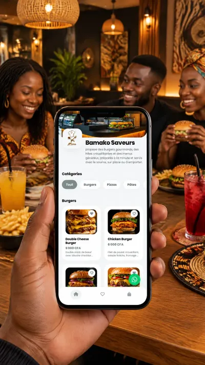 Exemple de menu digital Bamako Saveurs sur AfricaMenu